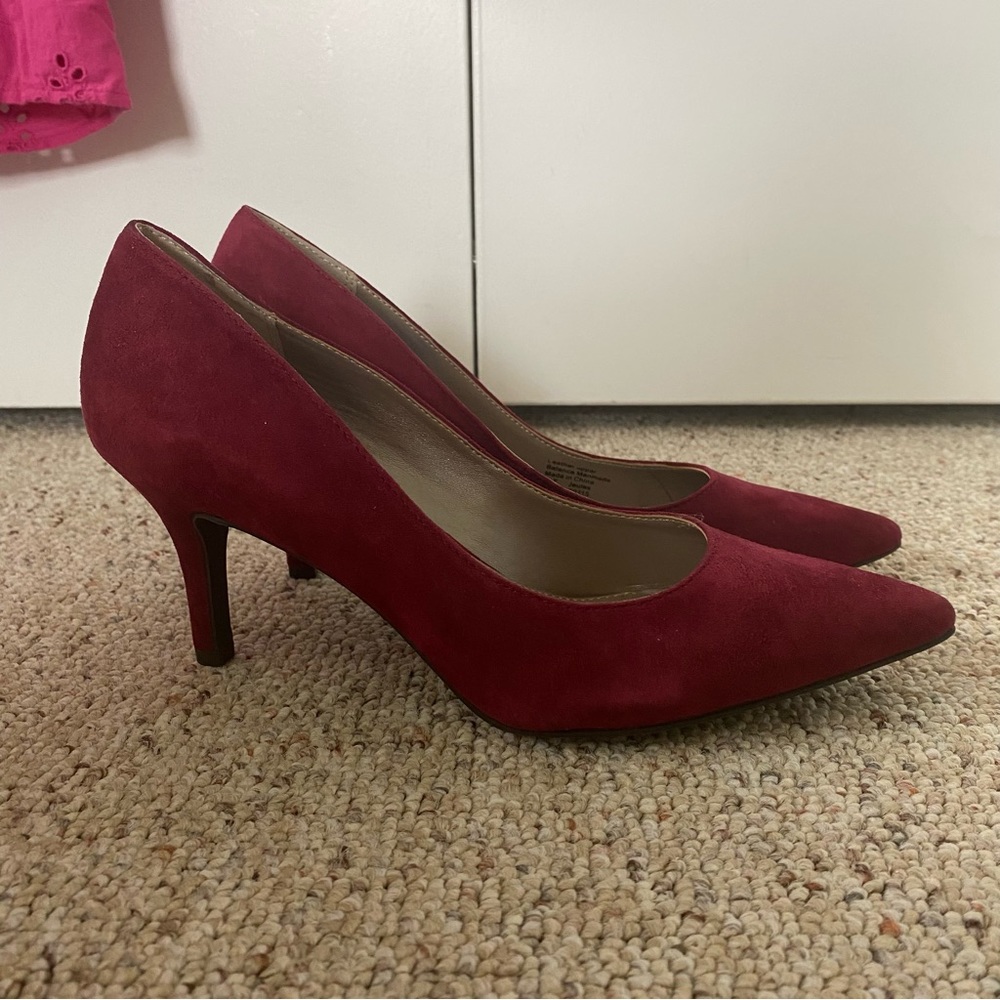 NWOT Alfani Burgundy Suede Pumps w/ Pointed Toe